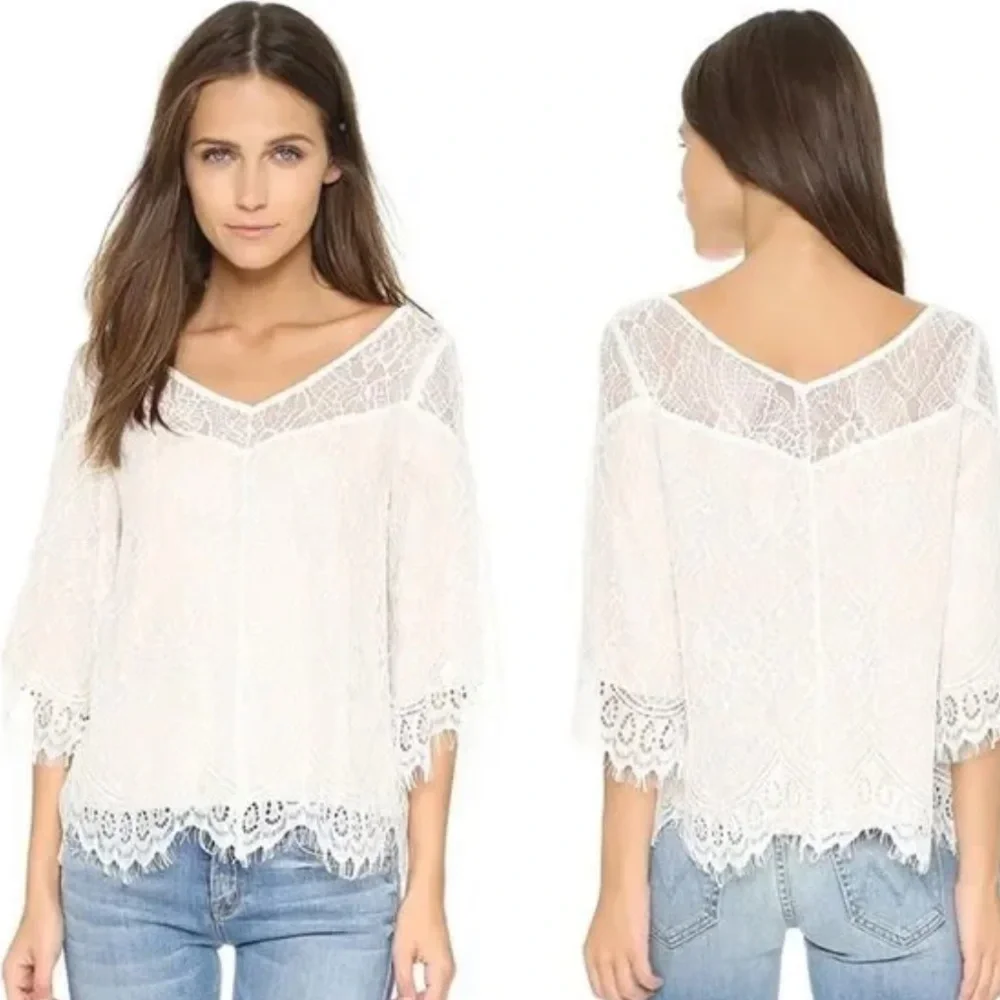 Ella Moss Amara Lace Top in Natural